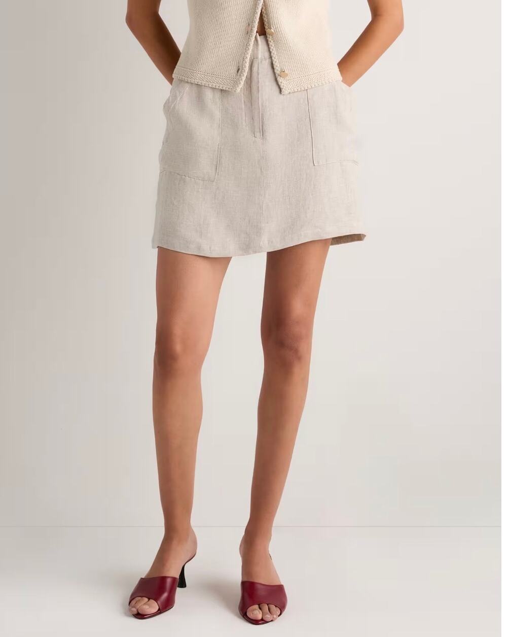 Quince 100% European Linen Utility Skort Flax Small NWT